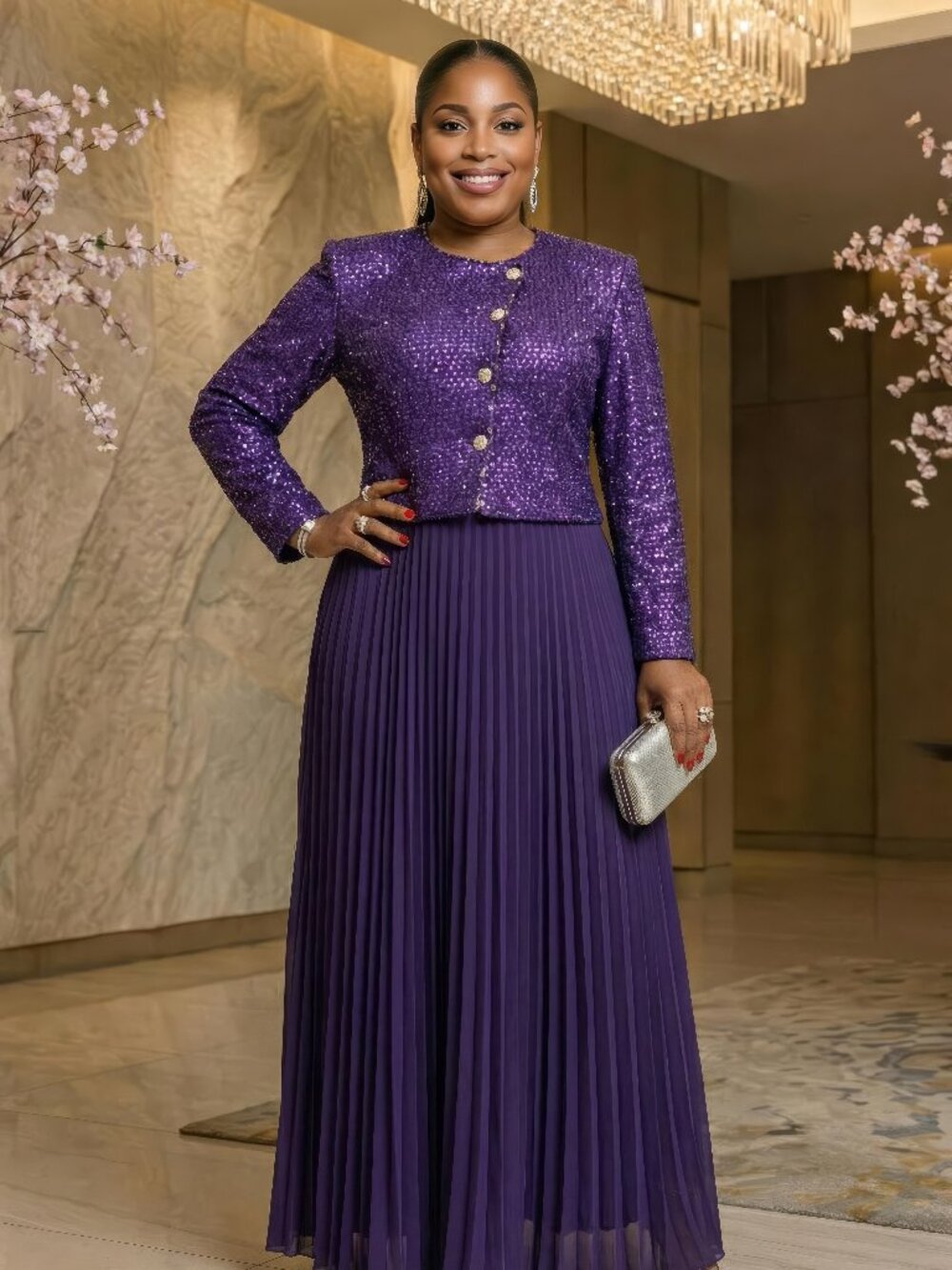Plus Size Phoenix Purple Jacket & Dress Set
